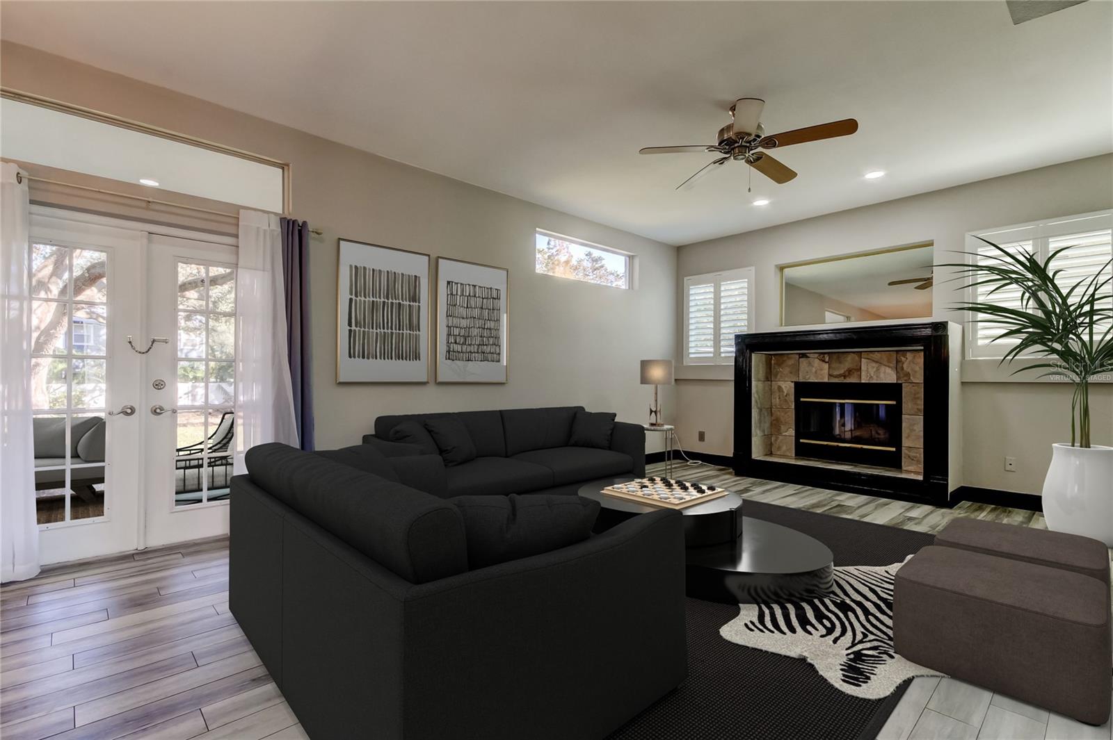 virtually staged family room