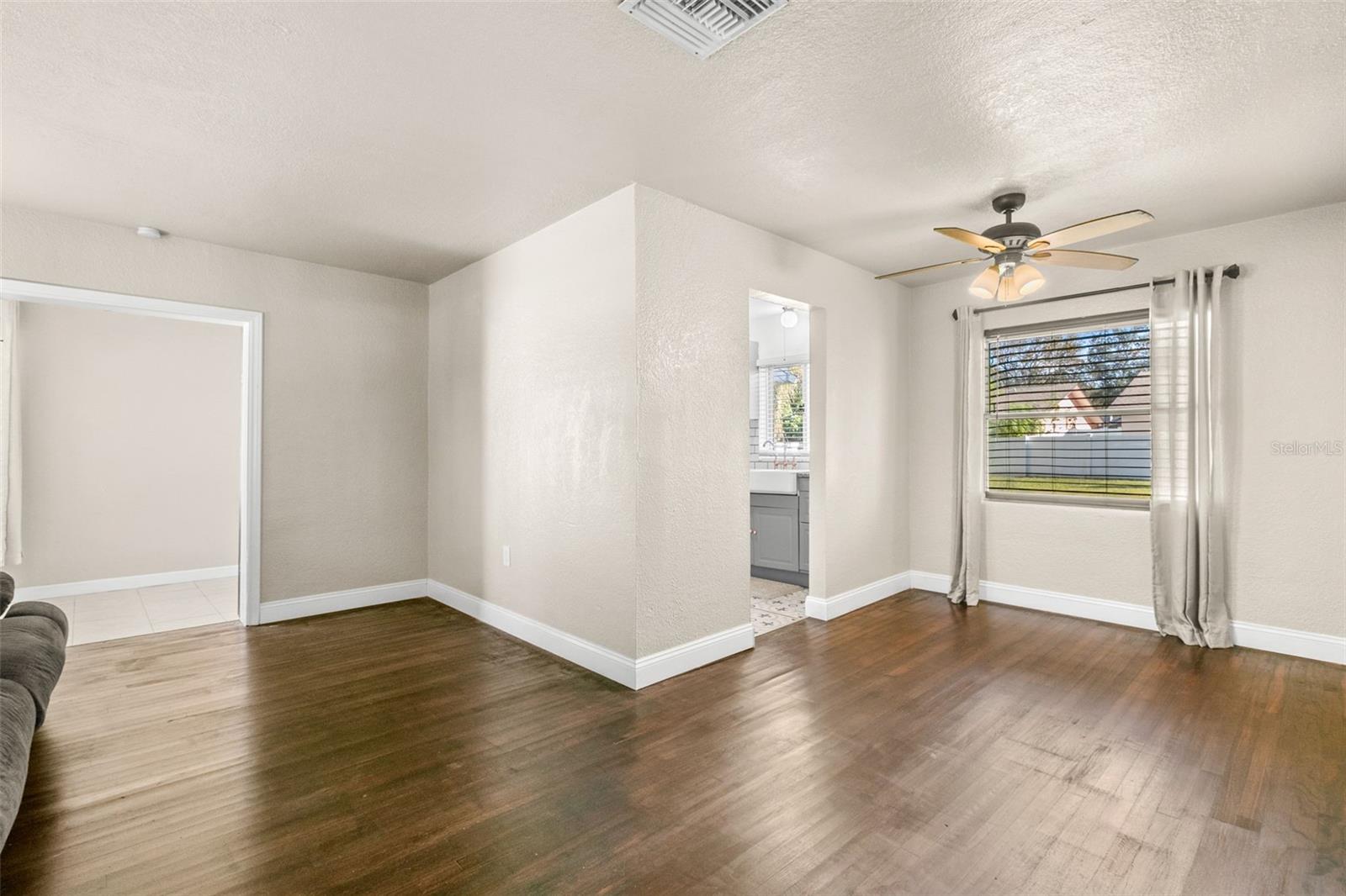 Living room to kitchen and family room