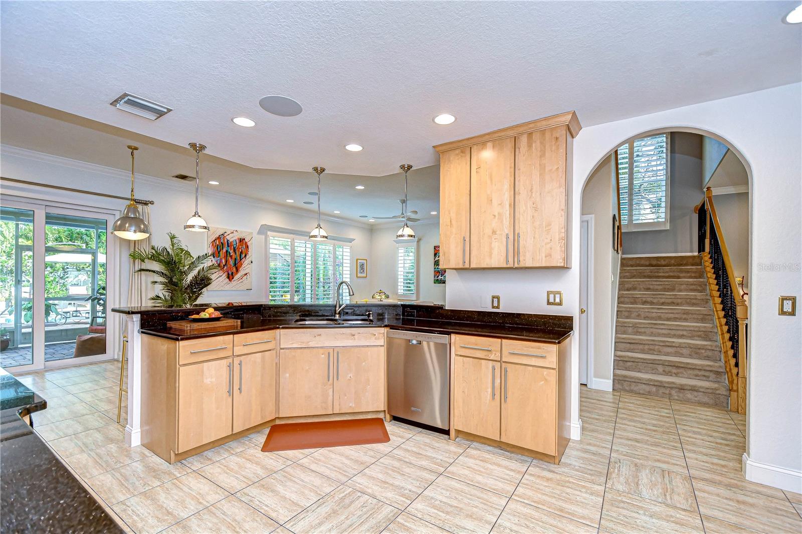 Spacious kitchen with sliders to backyard!