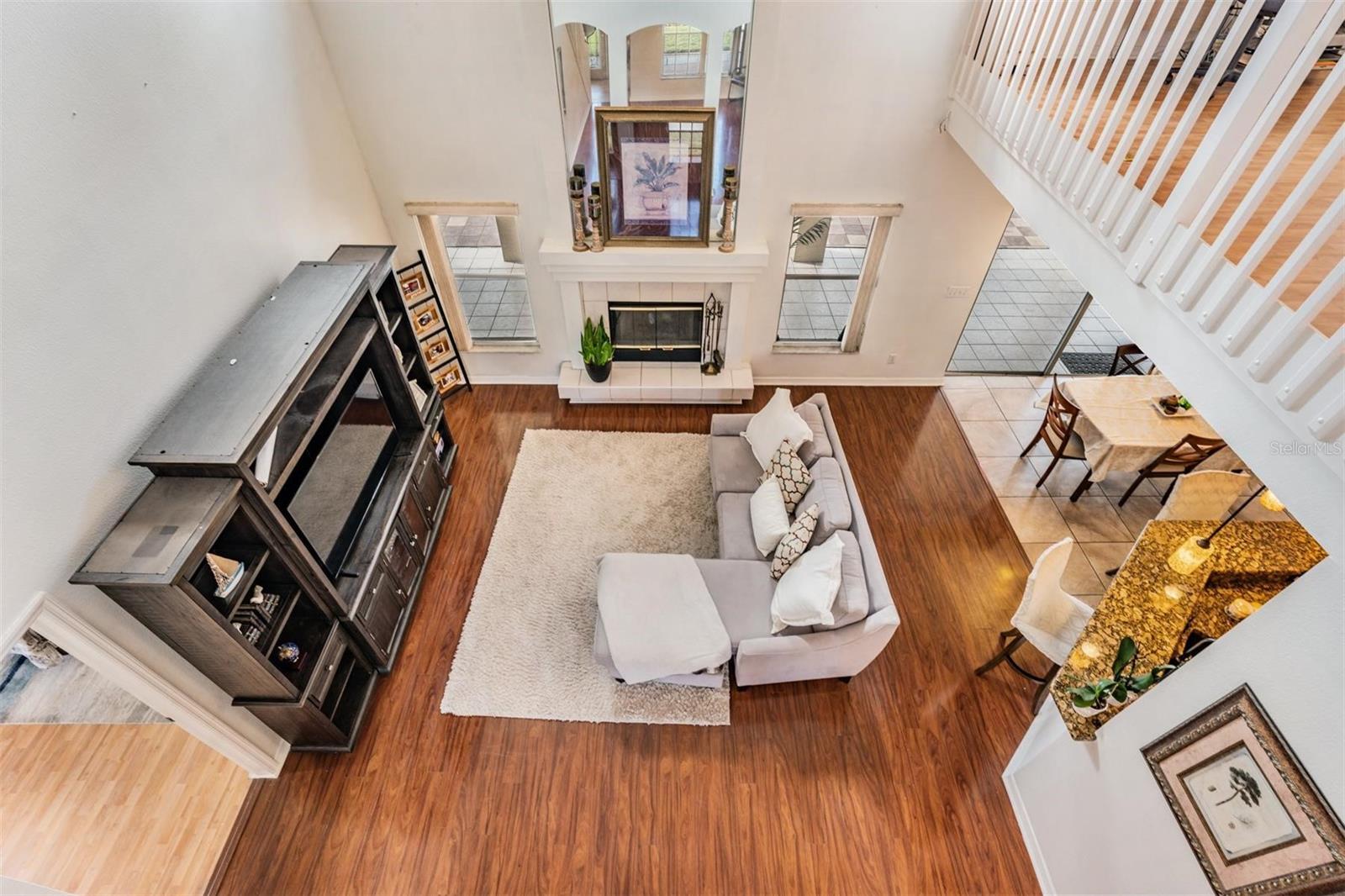 Upstairs, open layout that provides views overlooking the living room.