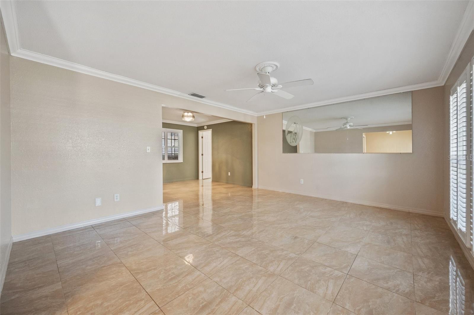 Living room looking to master bedroom door.