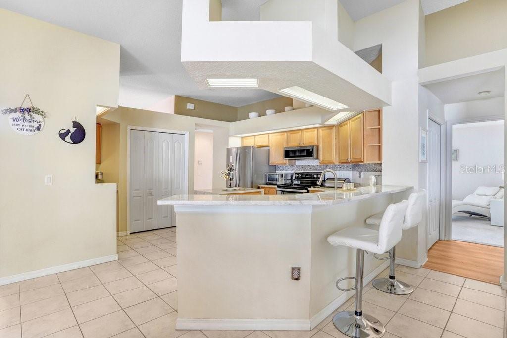 Kitchen with new granite countertops, soft close cabinets and stainless appliances