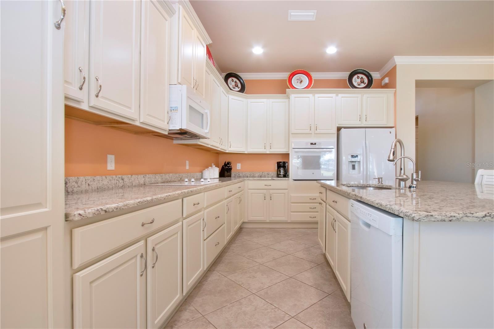 Granite Counters, Counter Stovetop, Wall Oven and lots of storage in Upgraded Cabinets