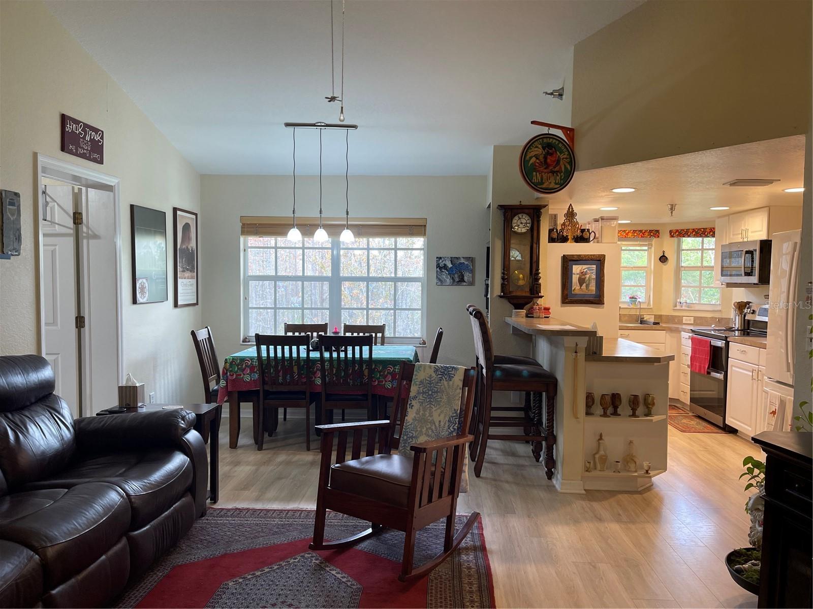 High Cathedral ceilings in the living room.