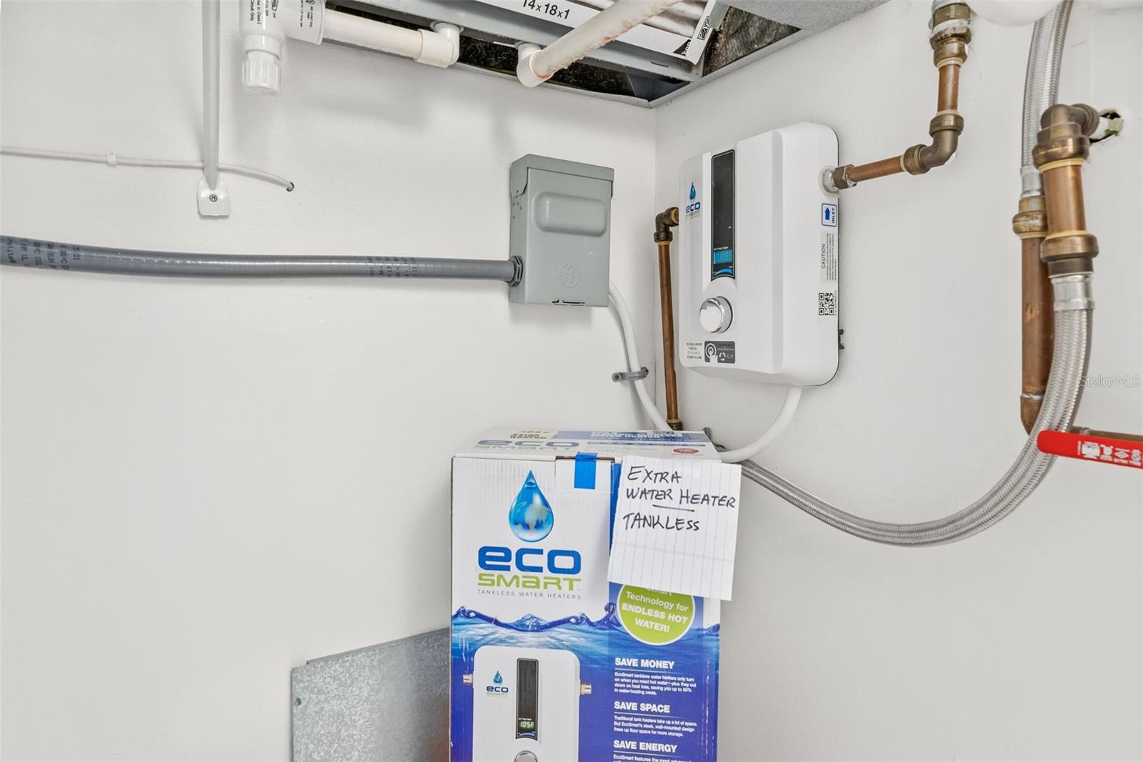 Tankless hot water heater.