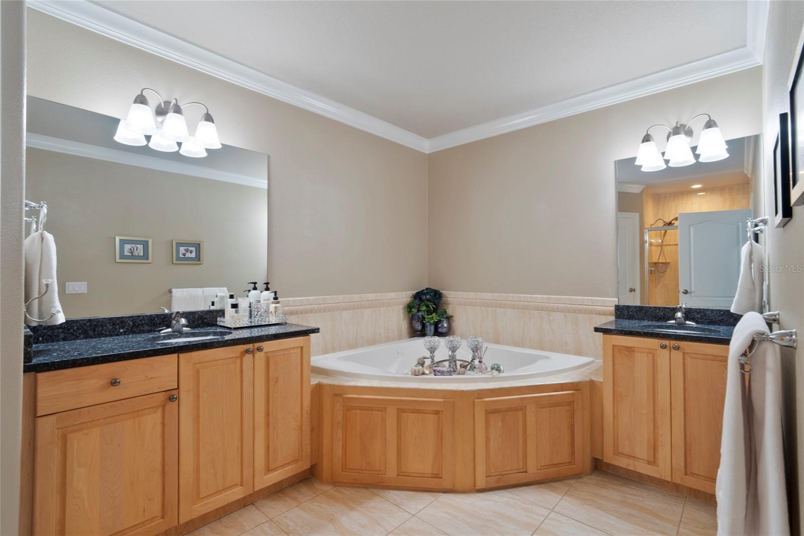 Master Bath - Dual vanities and jacuzzi garden tub.