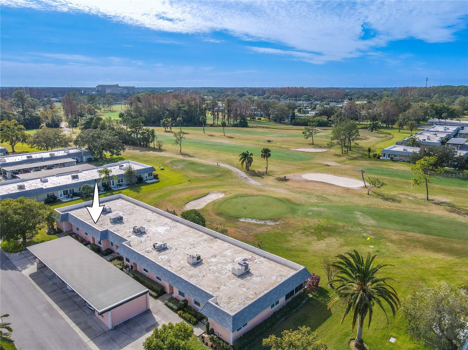 Overhead view with golf course