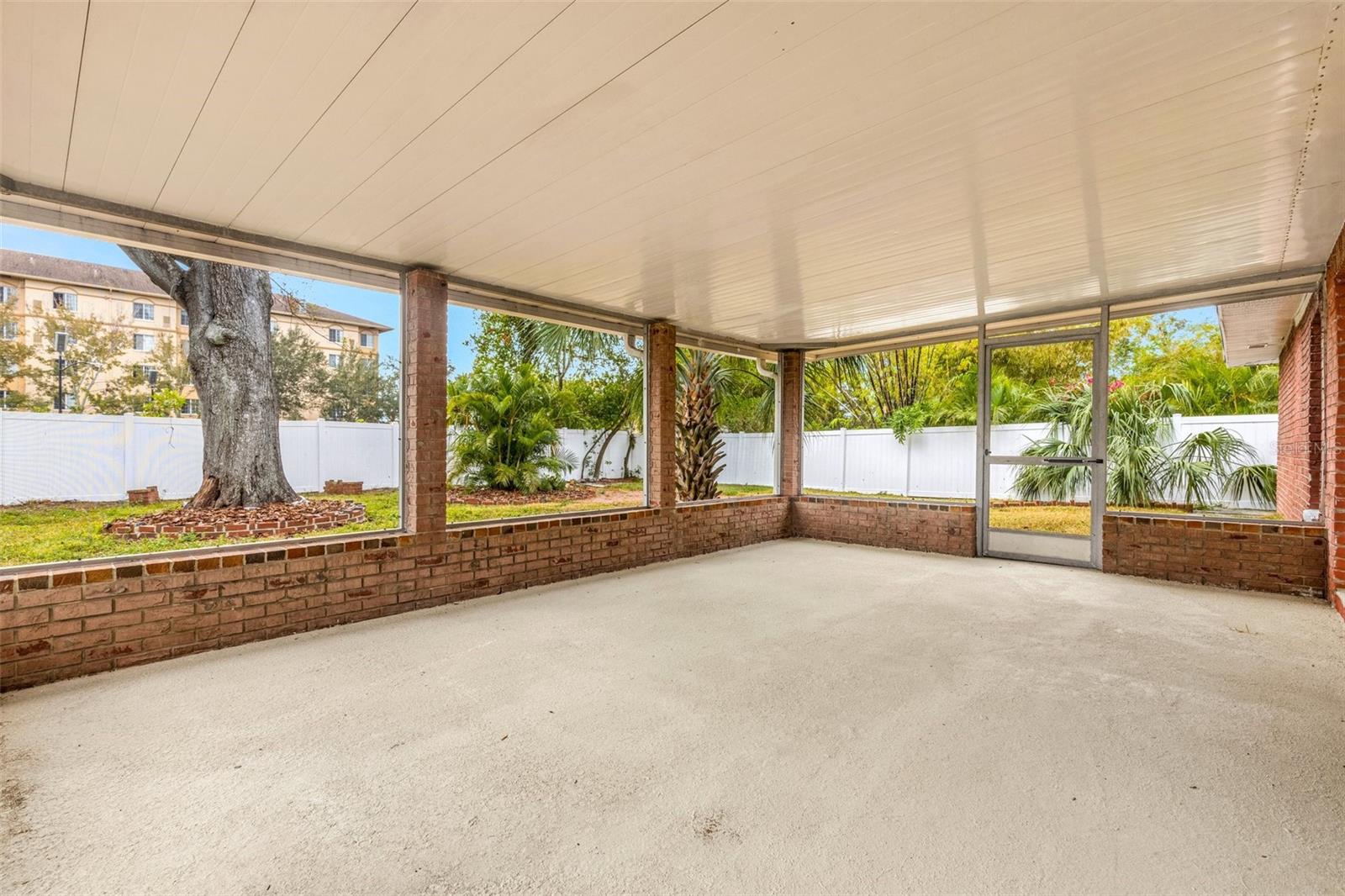 Large back porch, textured floor