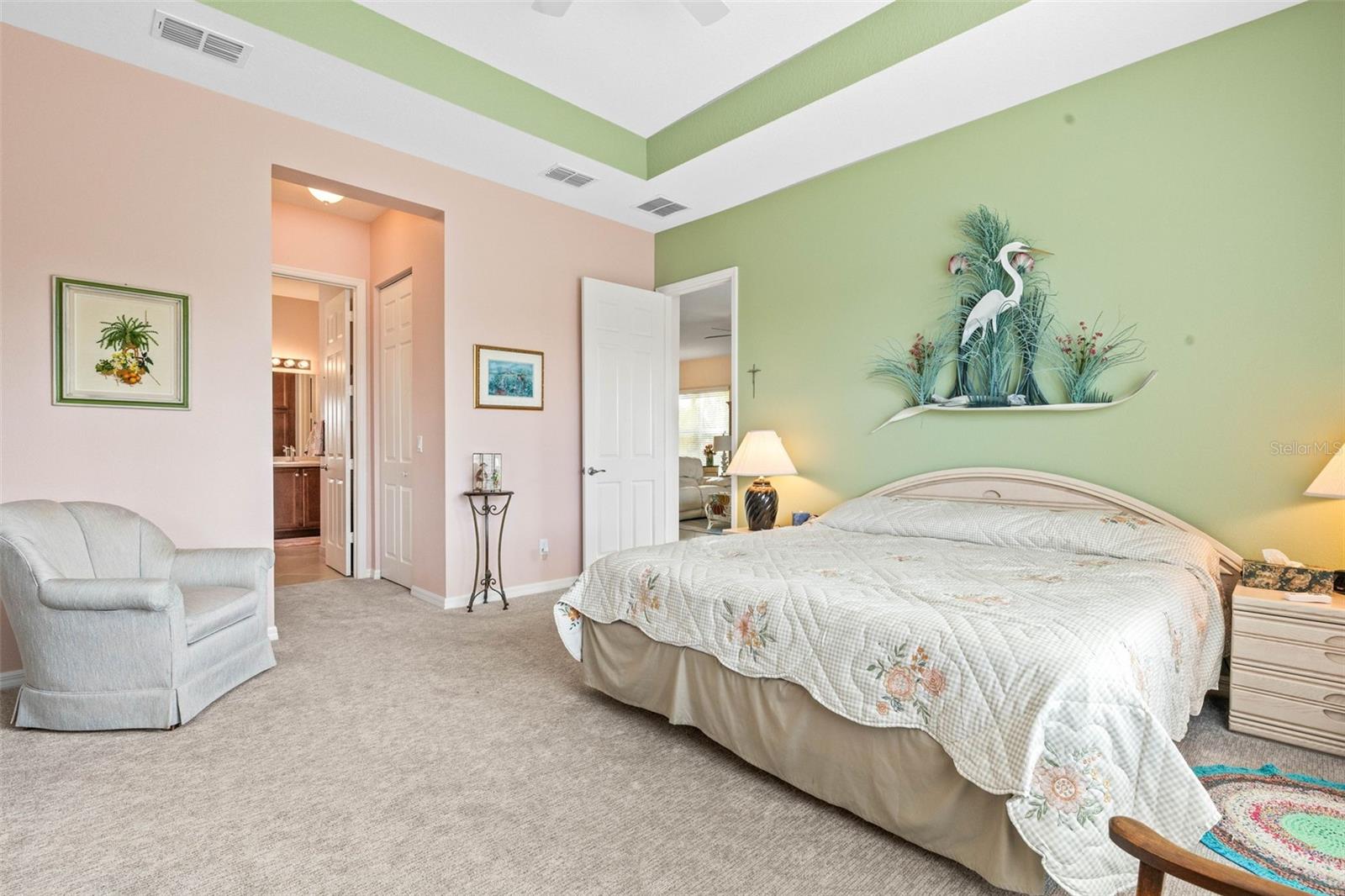 Tray ceiling in Primary bedroom