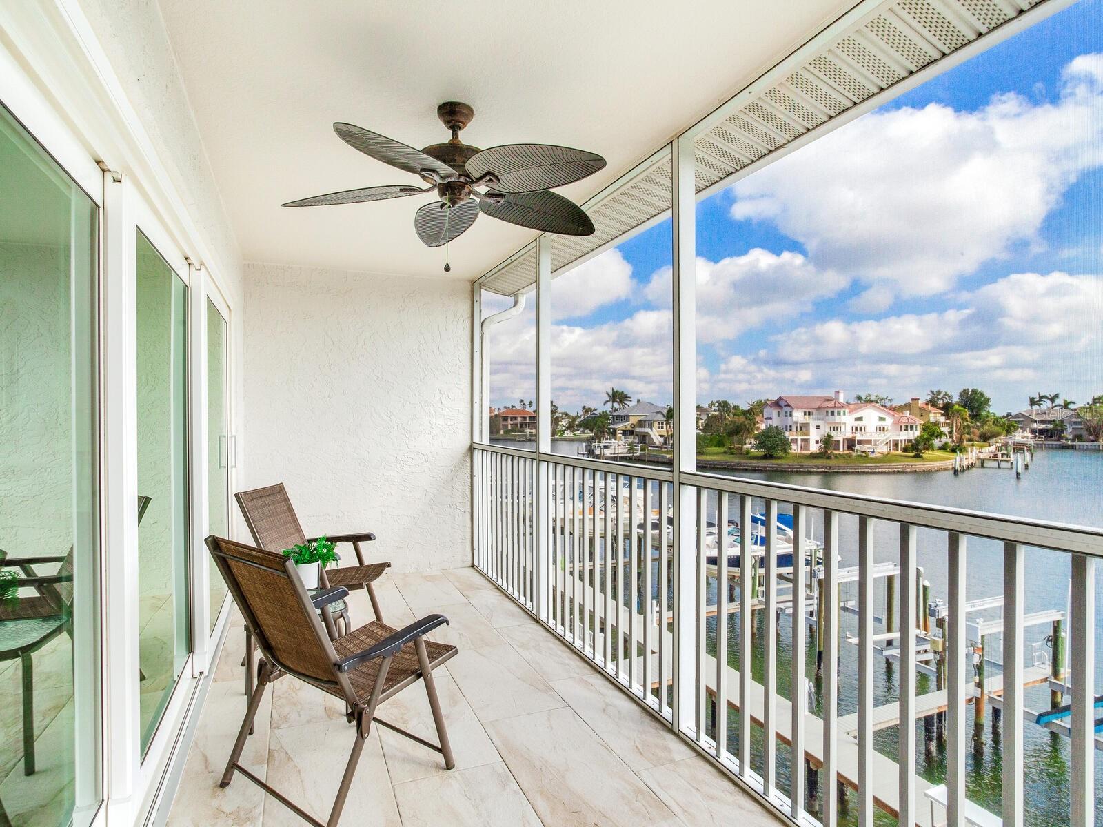 Master bedroom waterfront porch