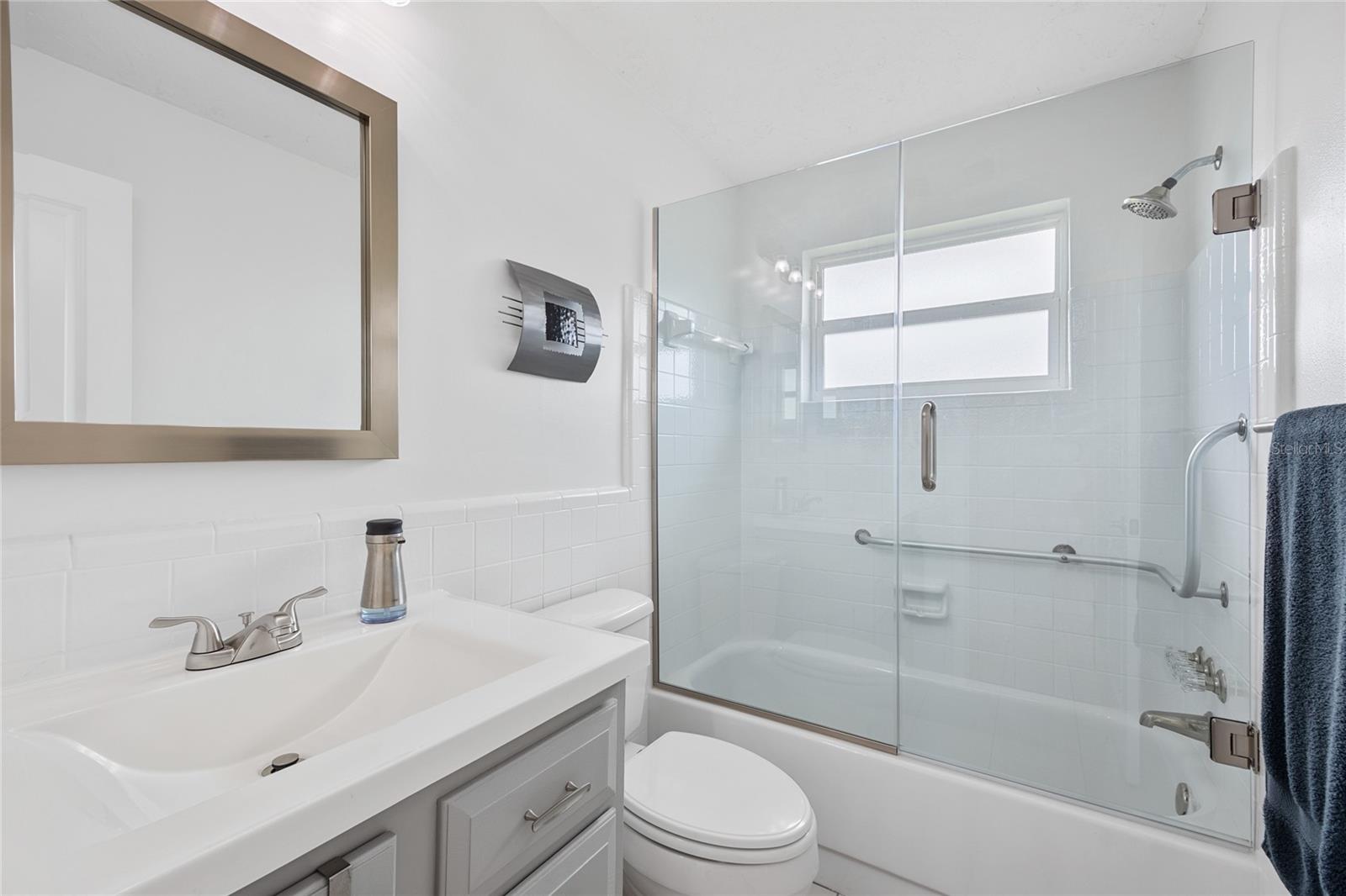 The Guest Bathroom has been fully renovated and has a tub/shower combo