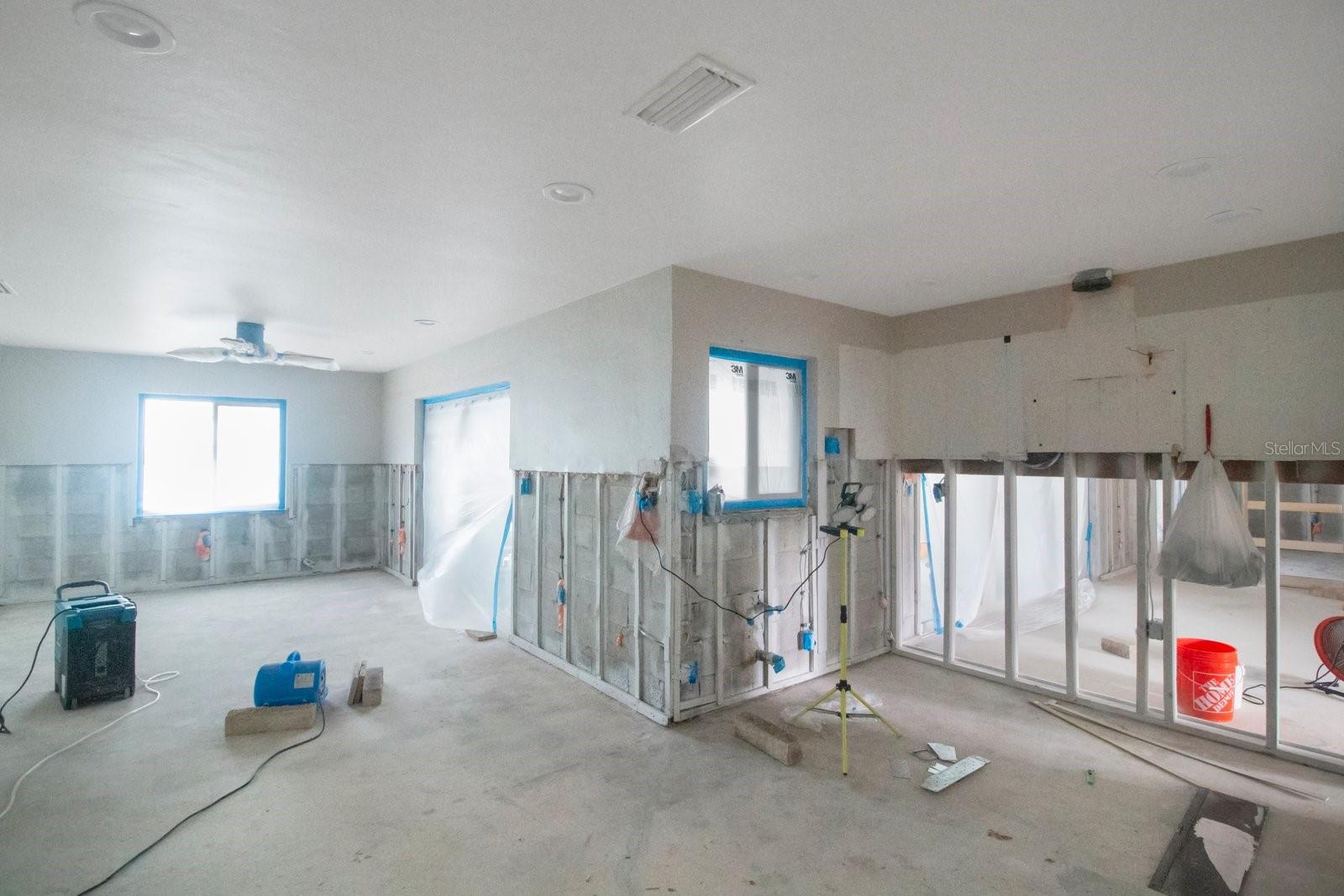 Kitchen view opens to the bonus room.