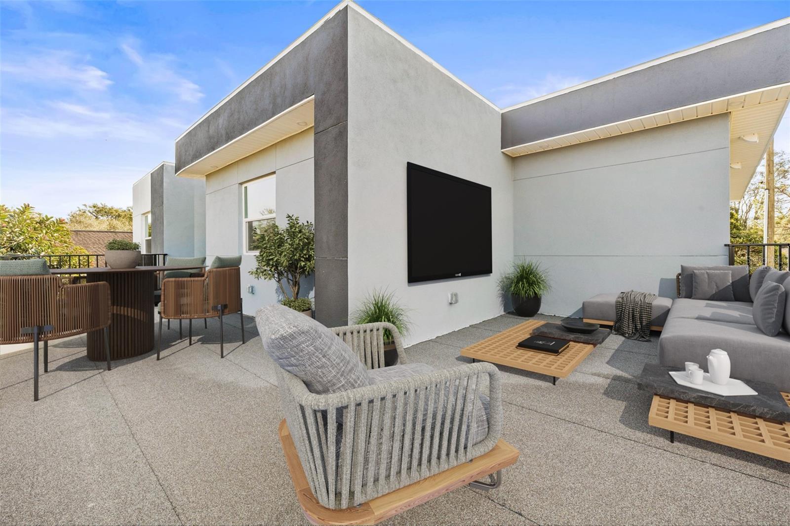 Upstairs balcony patio - virtually staged