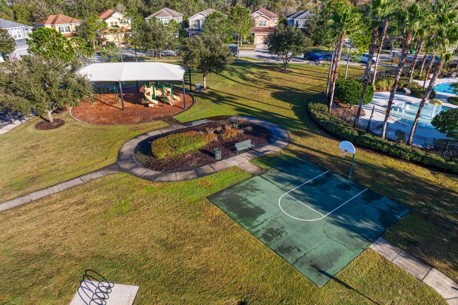 The Clubhouse also features a half court basketball area and playground.