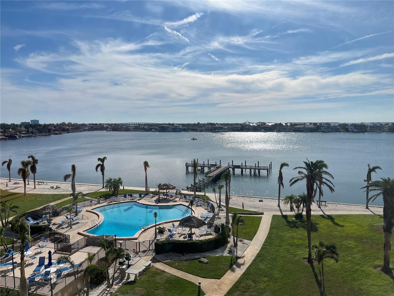 View from the condo. In the distance, you have views of the Skyway Bridge and the bridge unto Tierra Verde