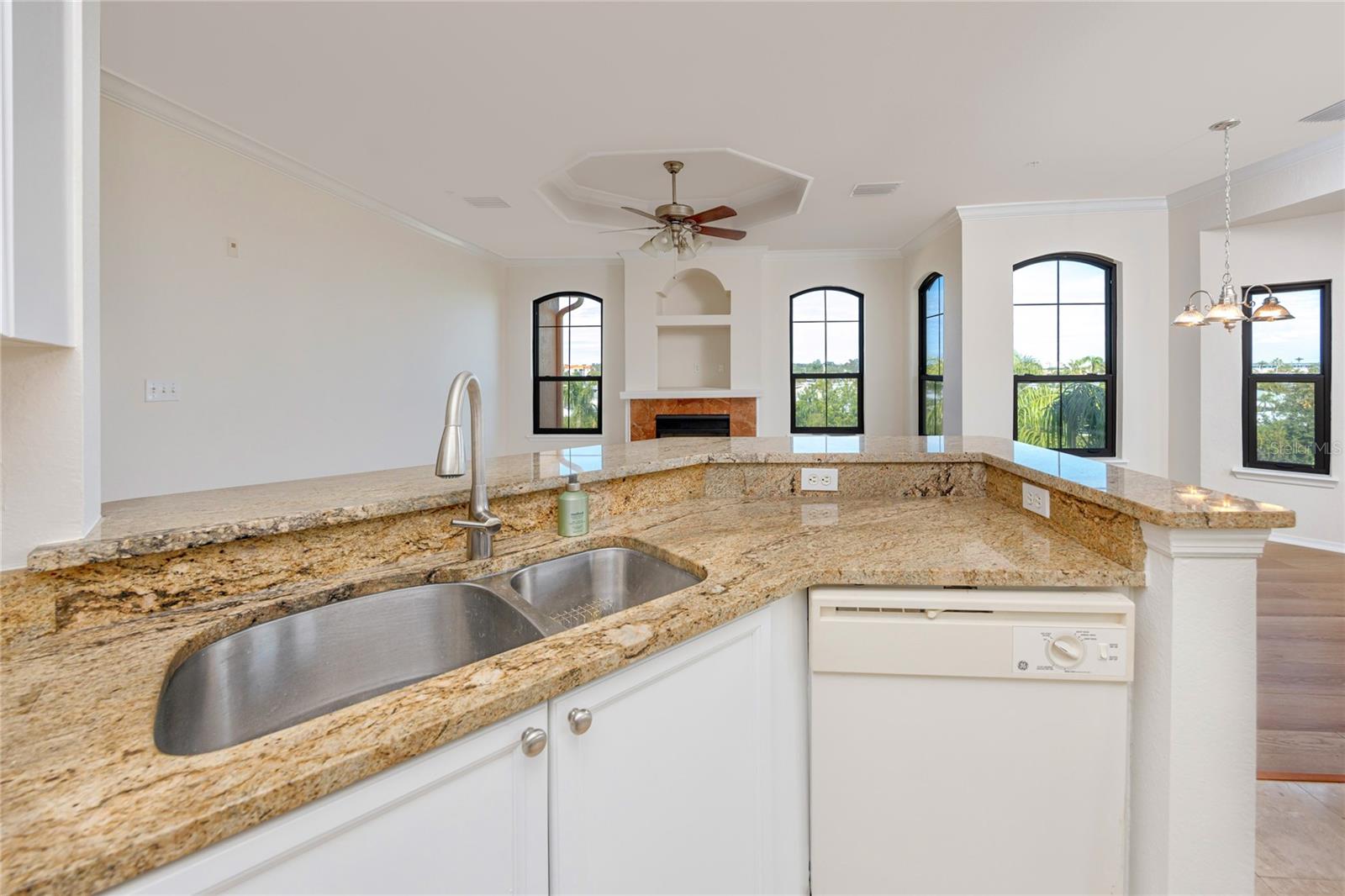 Kitchen with granite countertops