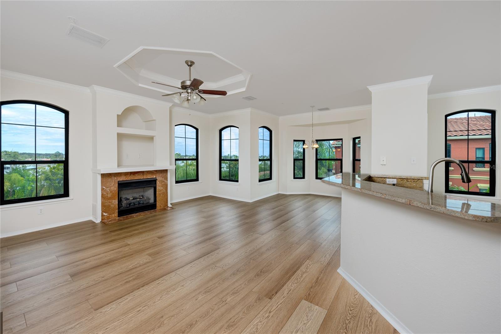 Living room with gas fireplace