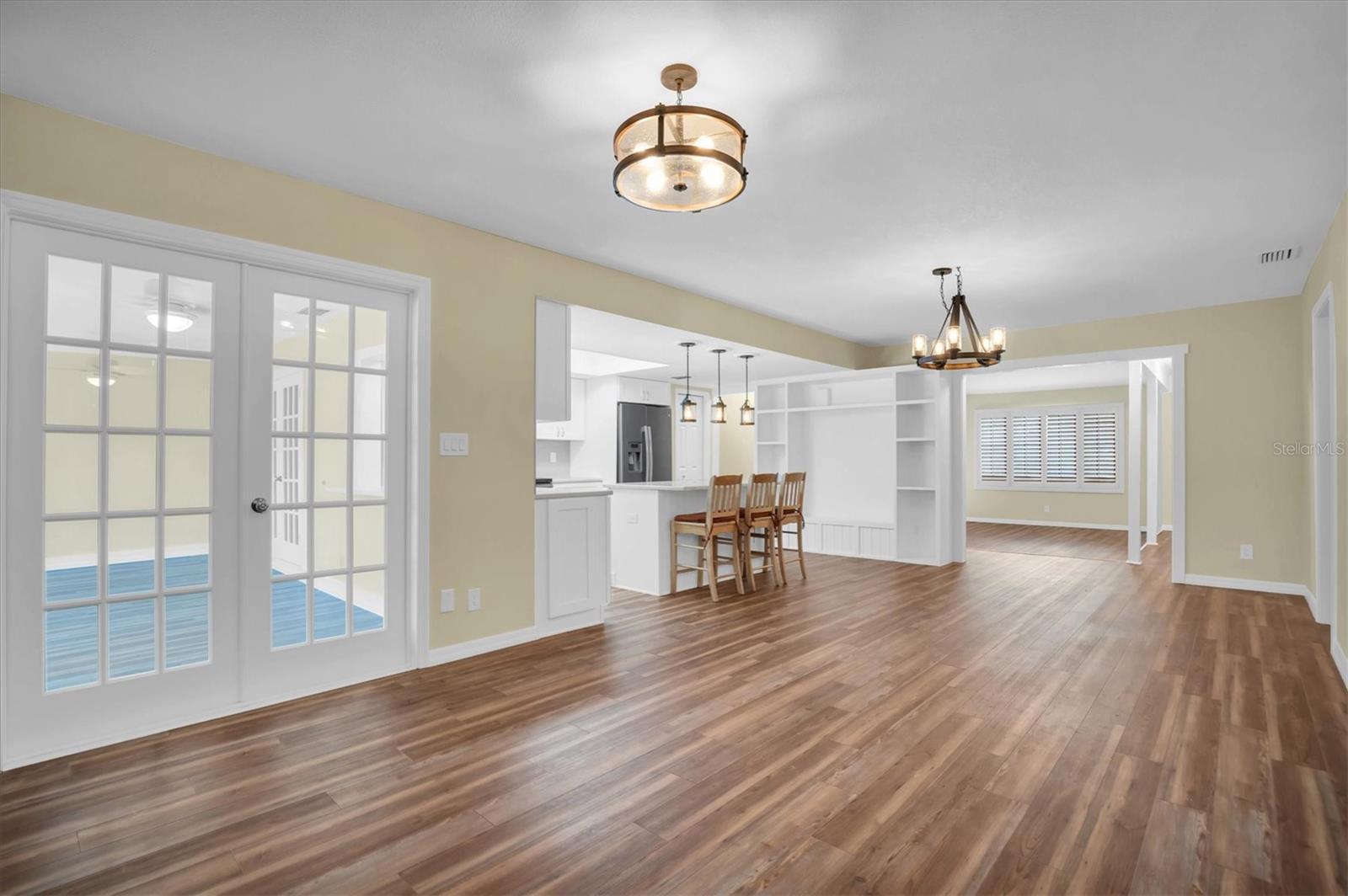 Family room  facing dining area towards living room