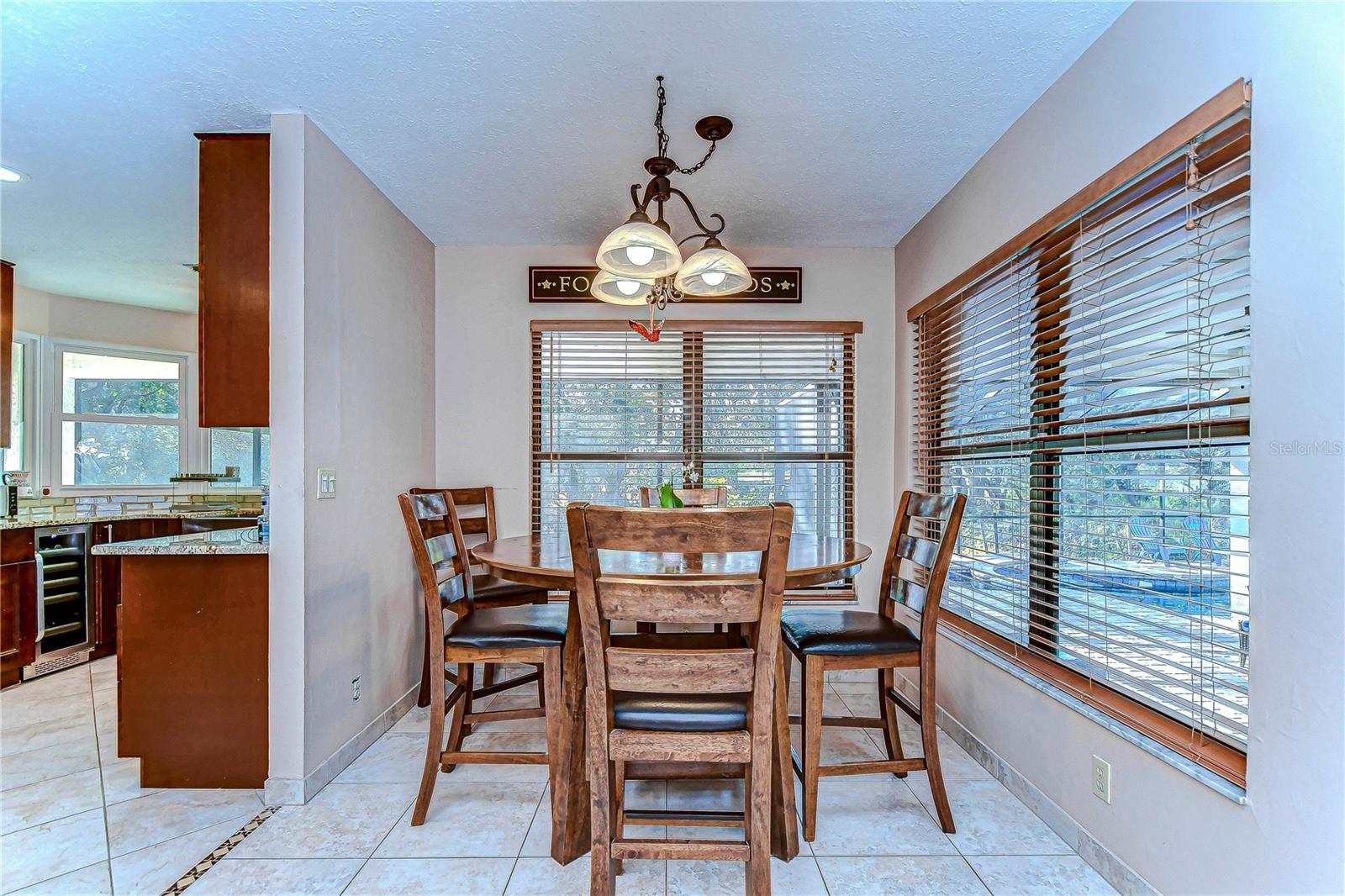 Kitchen flows into additional dining space!