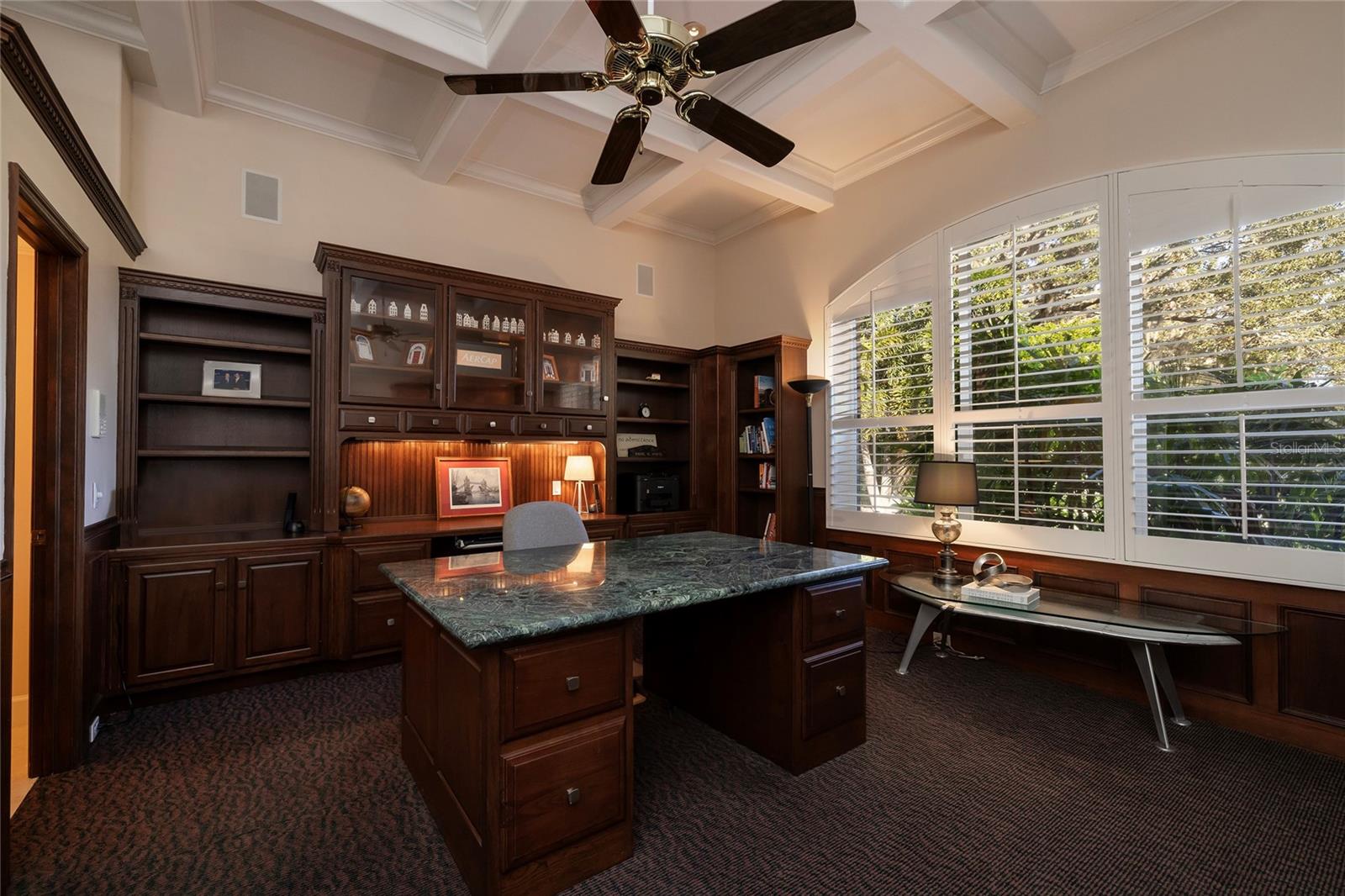 Desk conveys and matches cabinetry