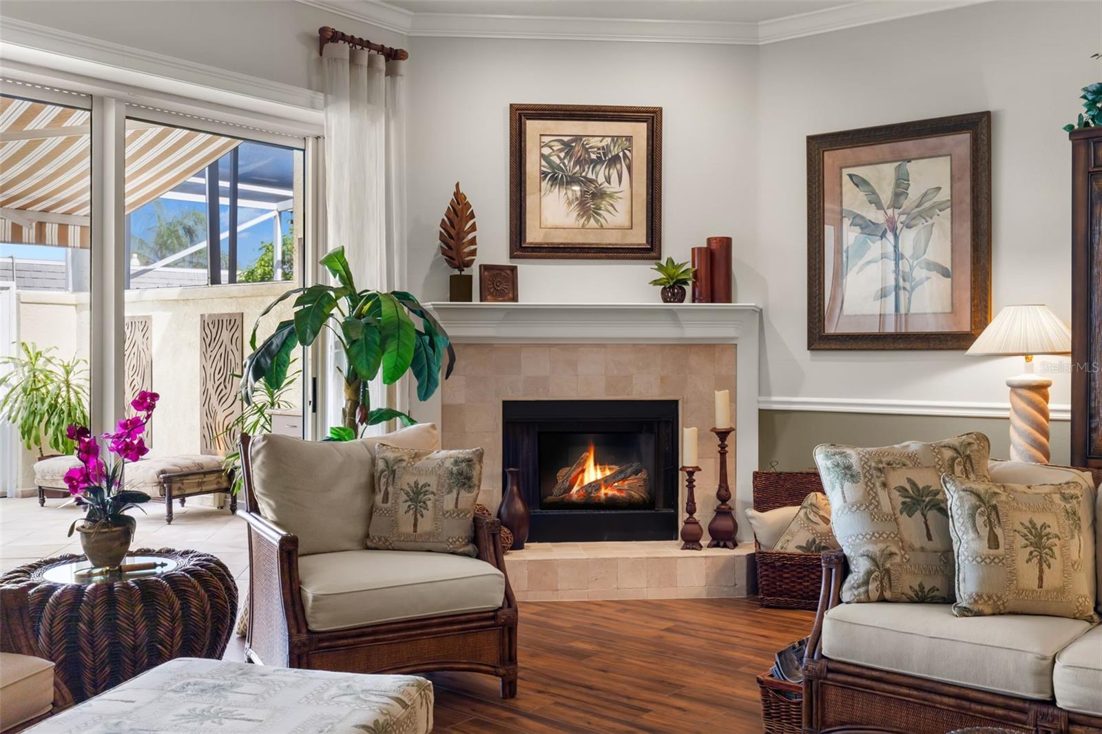 Downstairs Wood Burning Fireplace