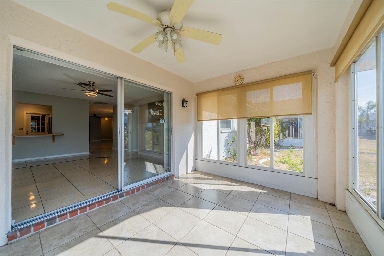 Lanai with view of family room