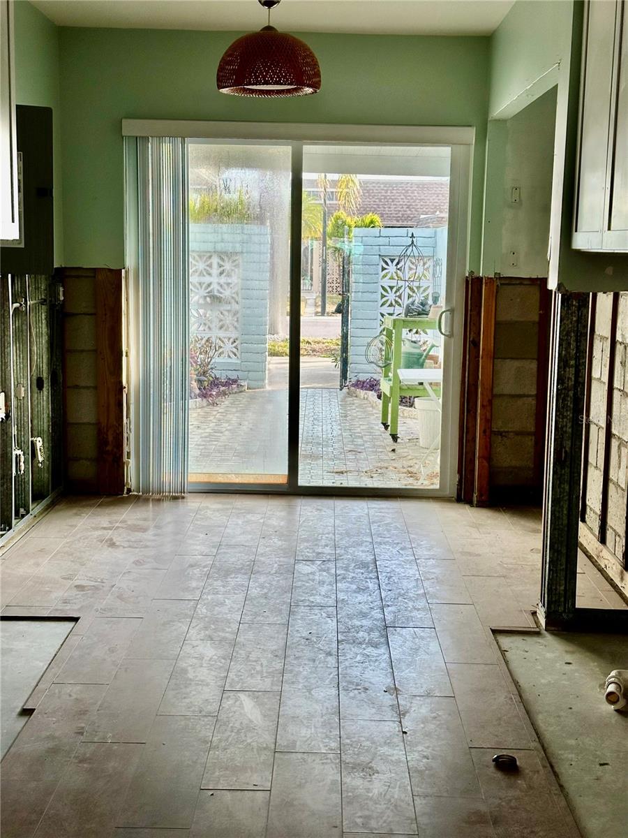 Kitchen Looking out to Courtyard