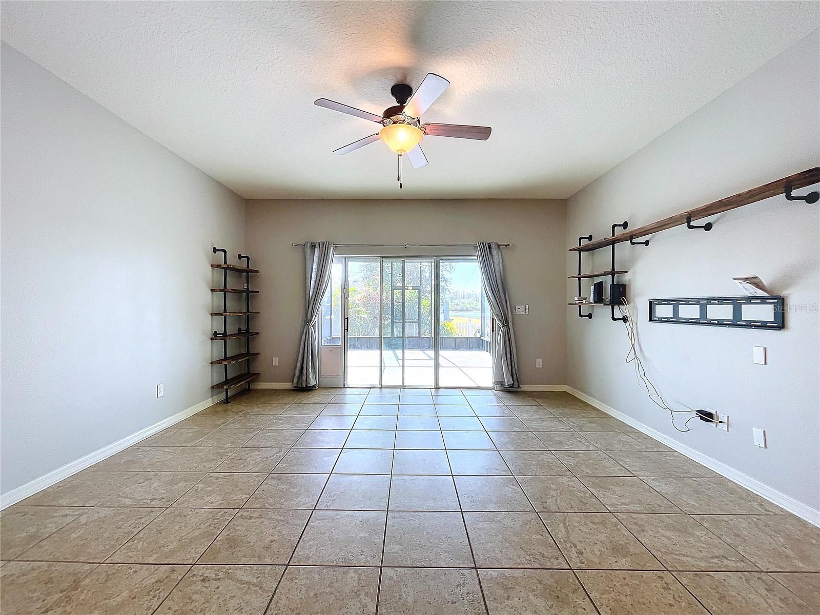 Living room with lanai view