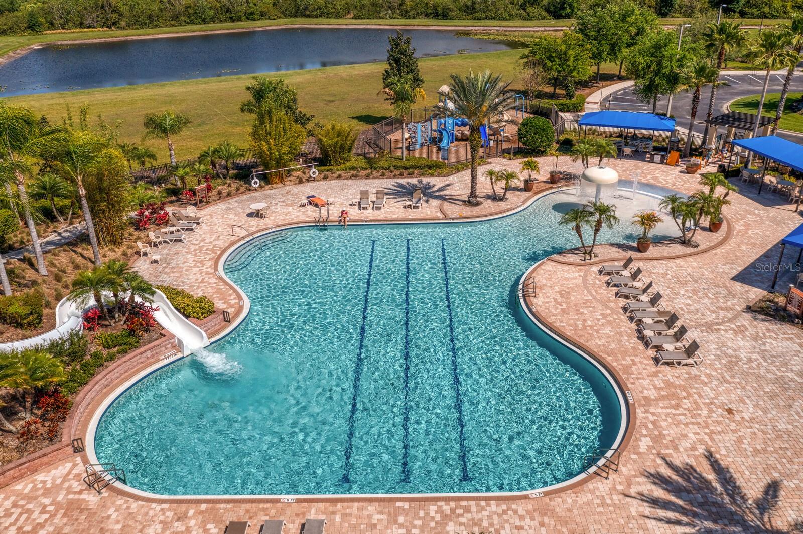 Swim laps at the community pool