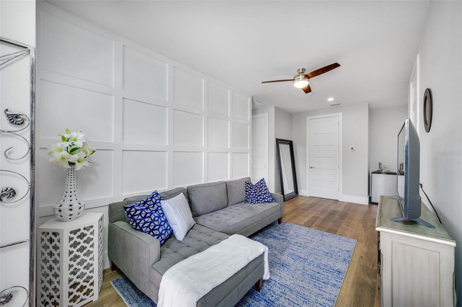 upstairs loft area with custom Board and Batten molding