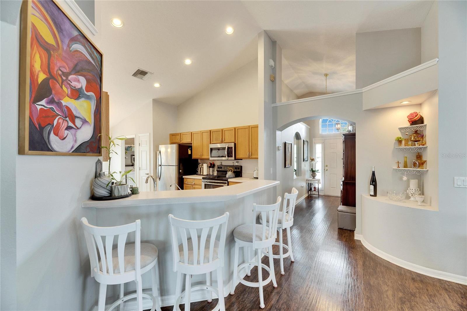 a spot for everyone to sit and talk while cooking