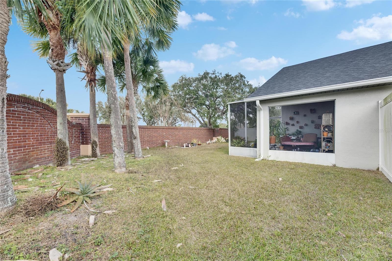 large fenced in backyard