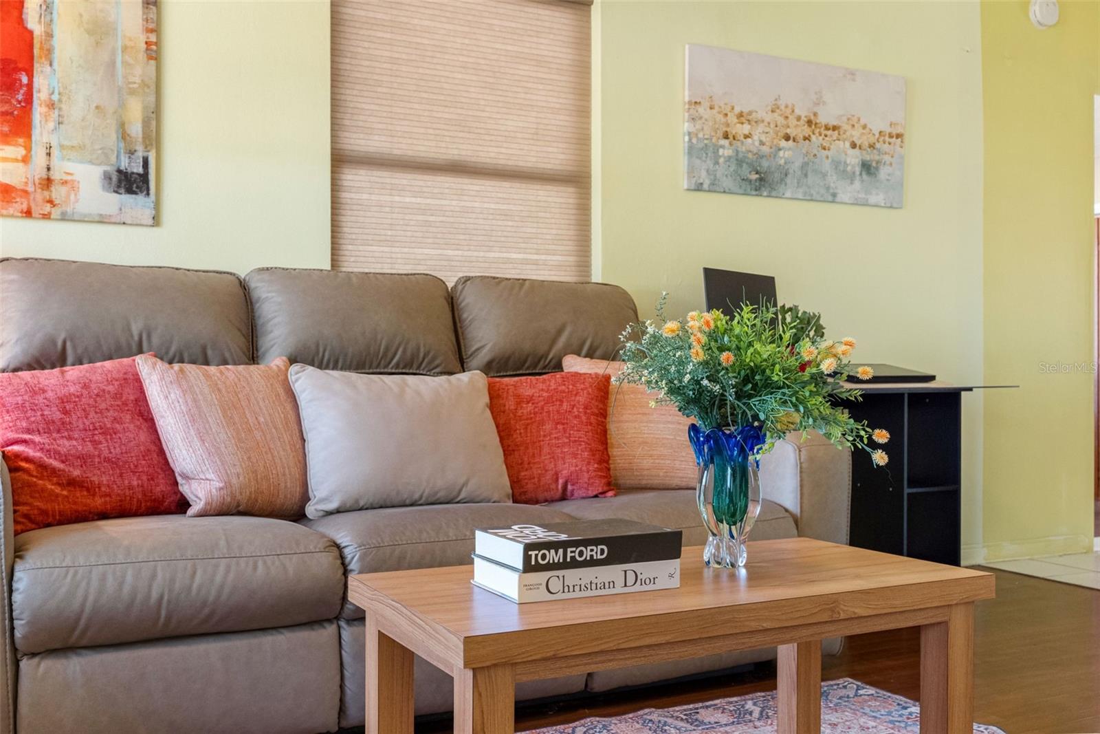 Living Room . hardwood floors, faux tin ceilings.