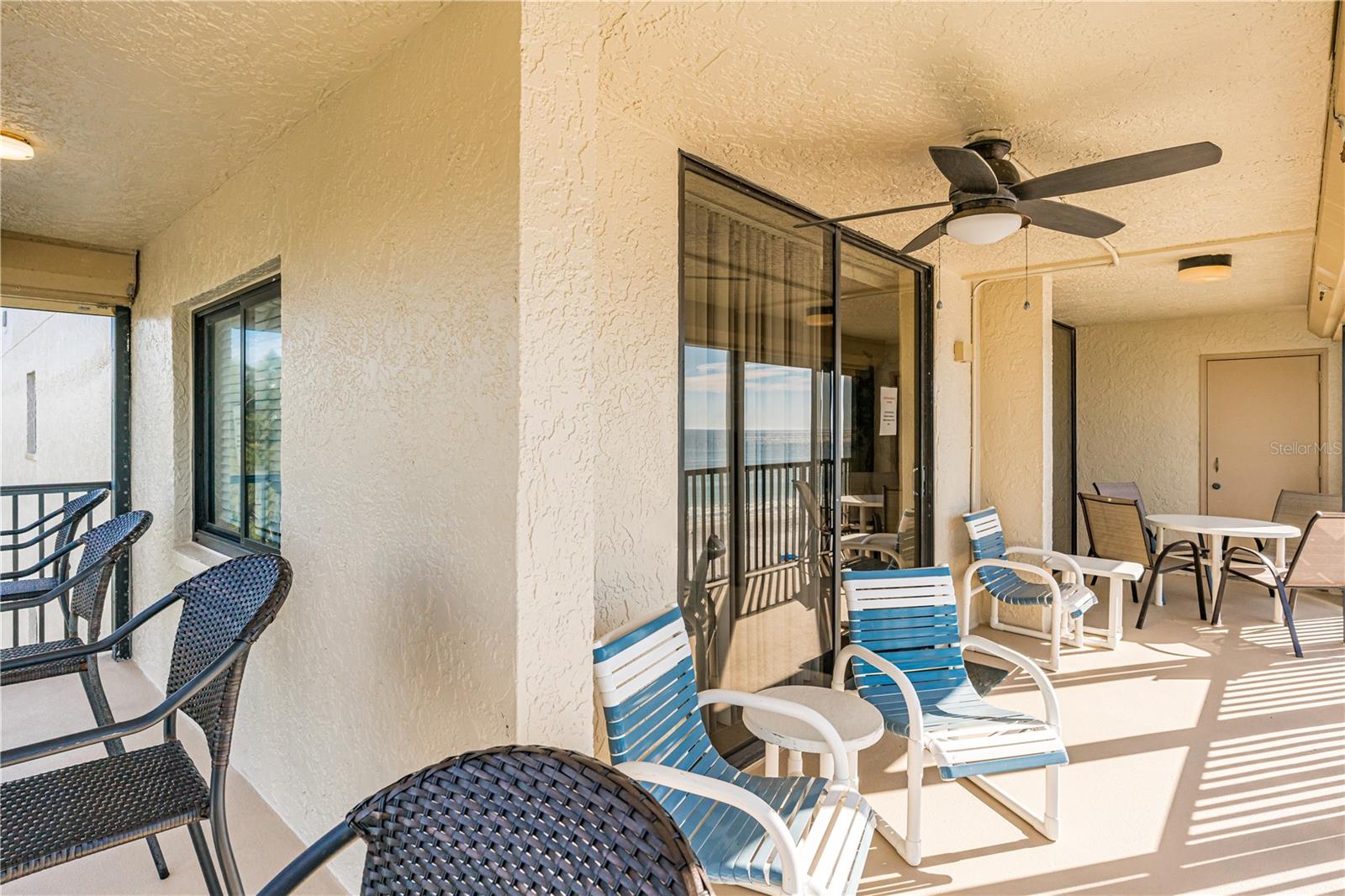 Corner balcony with plenty of seating