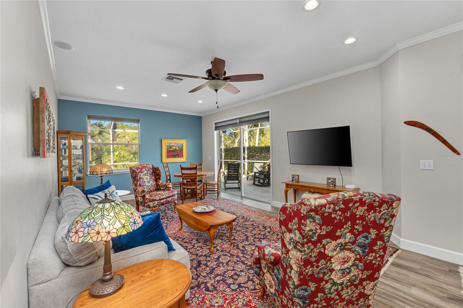 Large yet cozy Family room with lots of natural light