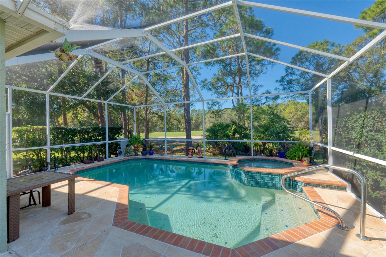 Screened enclosure makes this pool a true retreat.