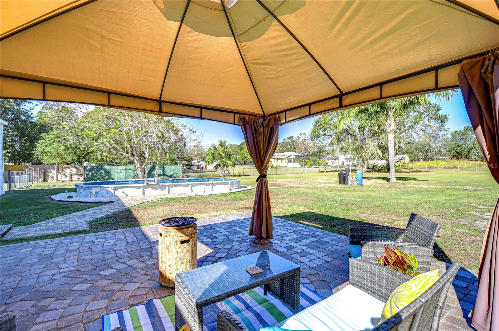 Escape the sun in the shade of the gazebo!