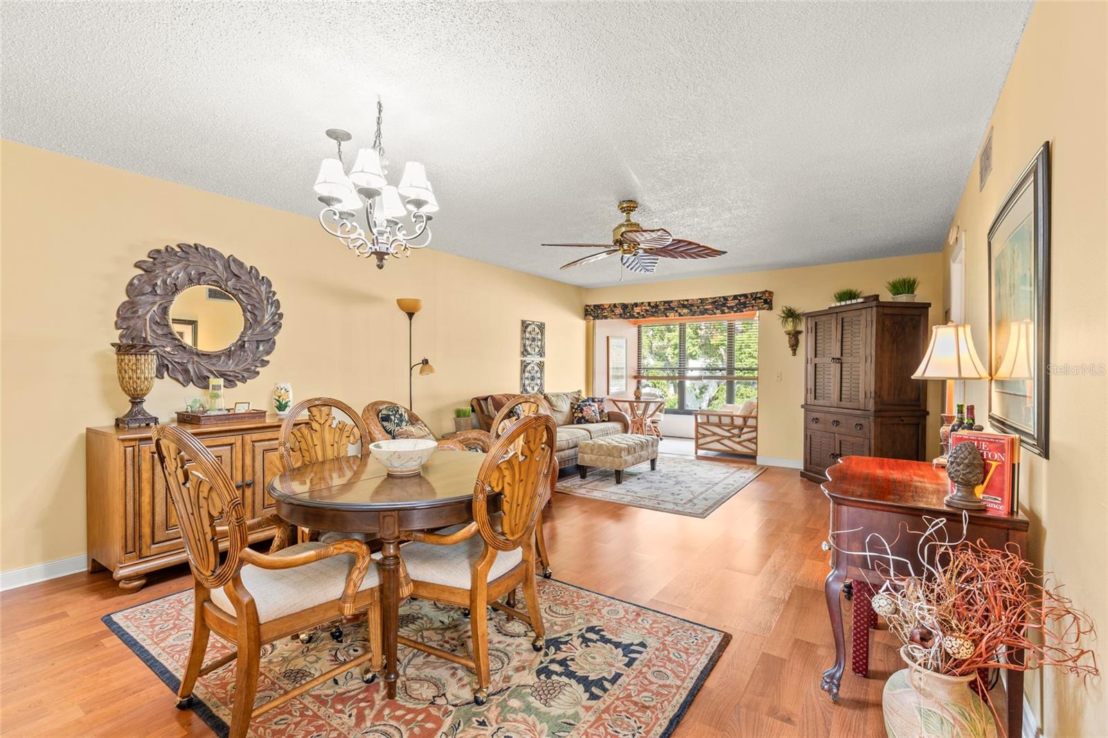 Dining area and living room