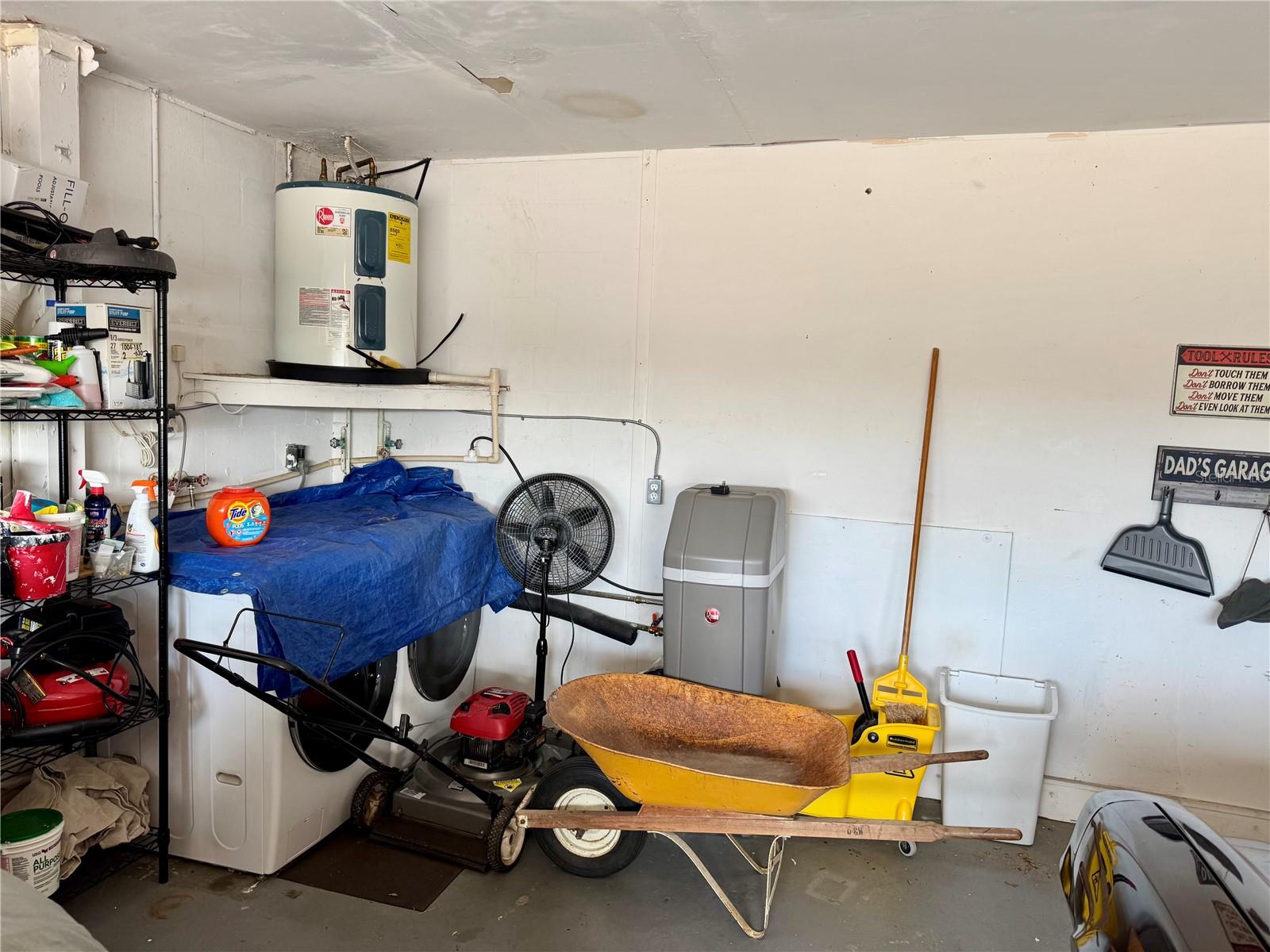 Laundry area in garage