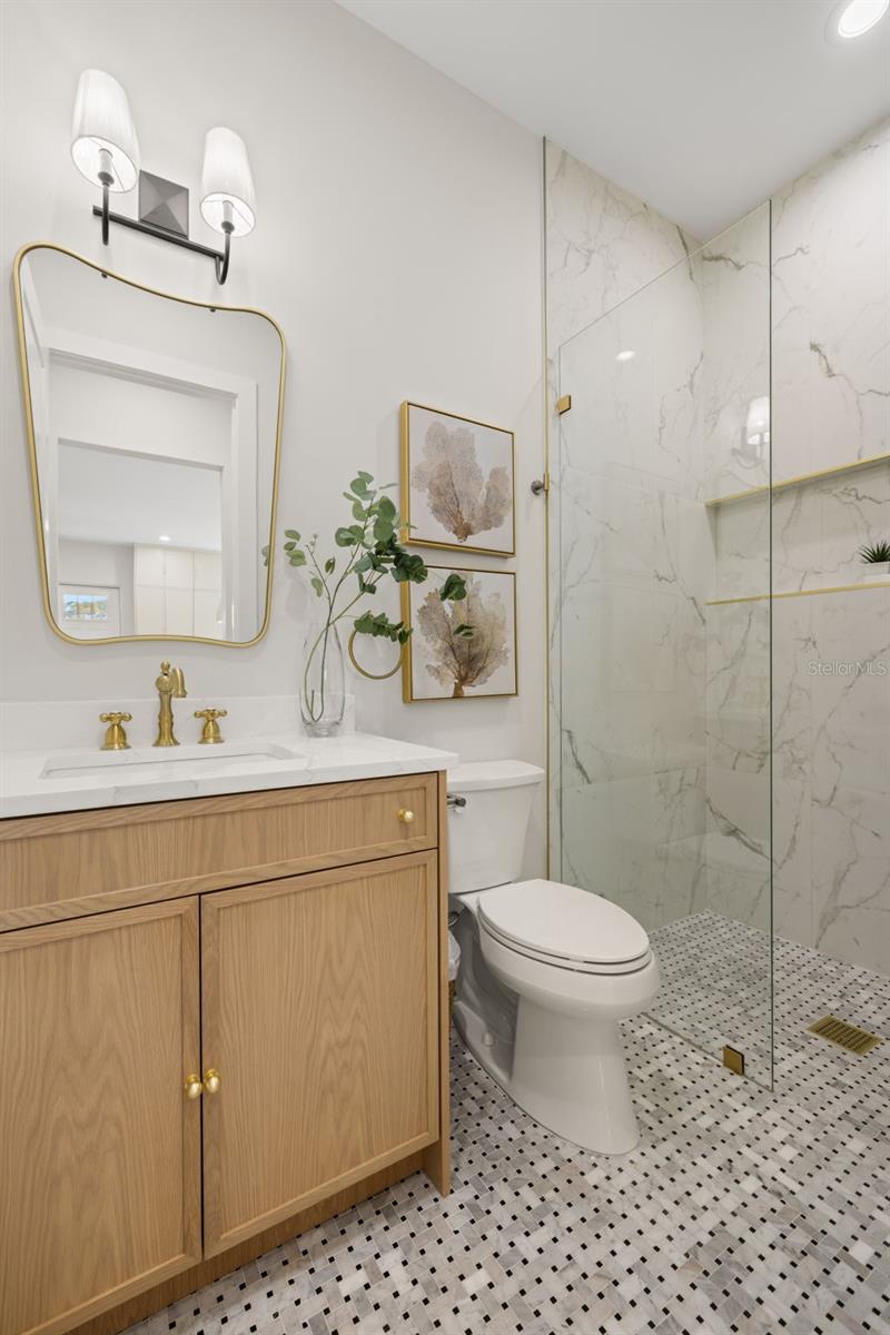 first floor bathroom with staging