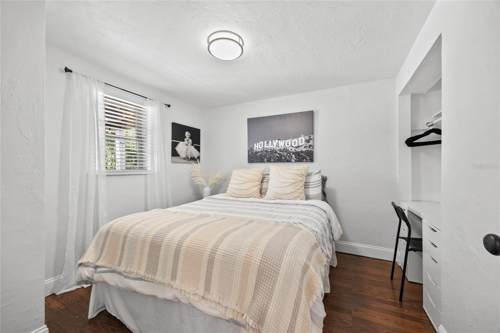 Guest bedroom with built in desk