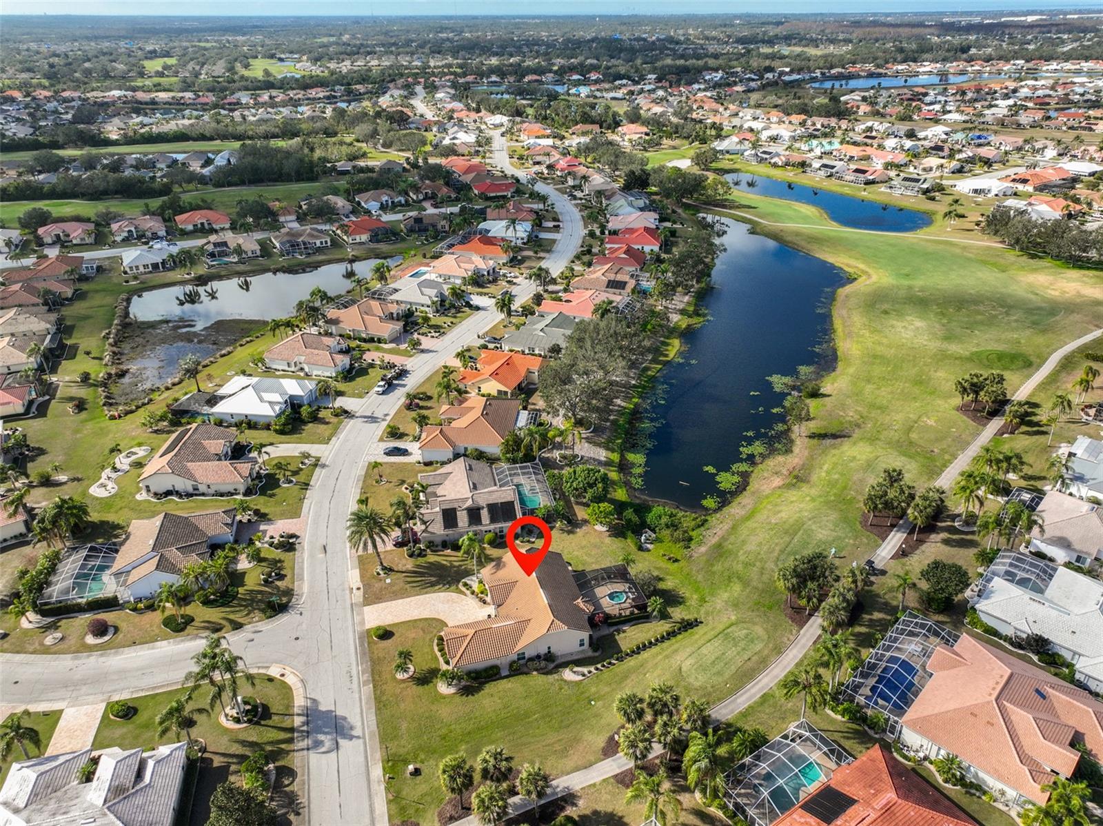 Aerial Renaissance Golf Course & Pond View