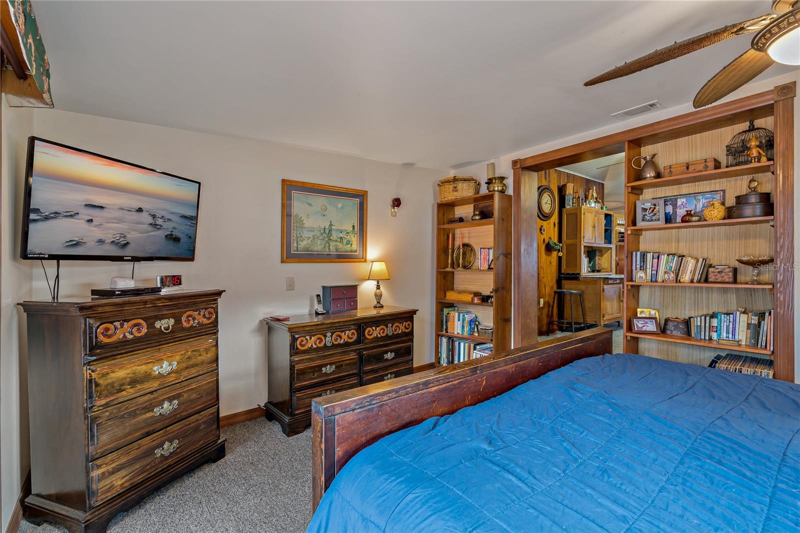 Florida Room with Built-In Shelving