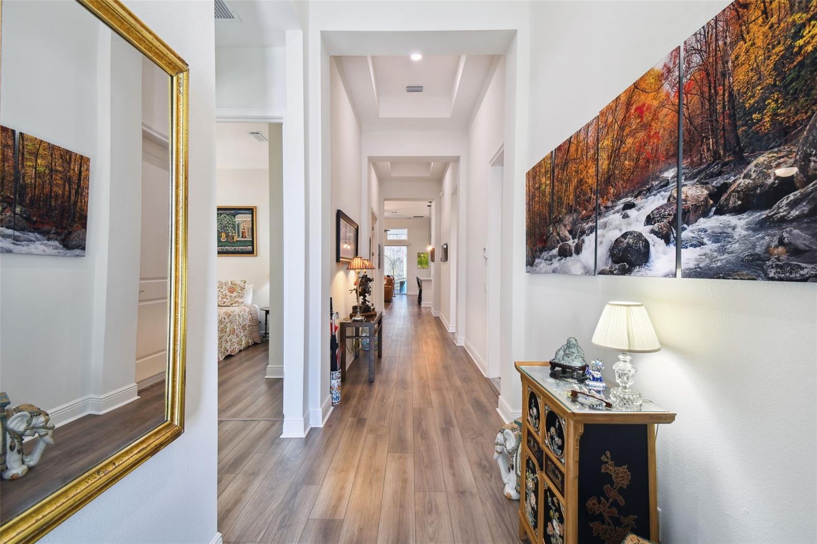 Coffered ceilings at entry