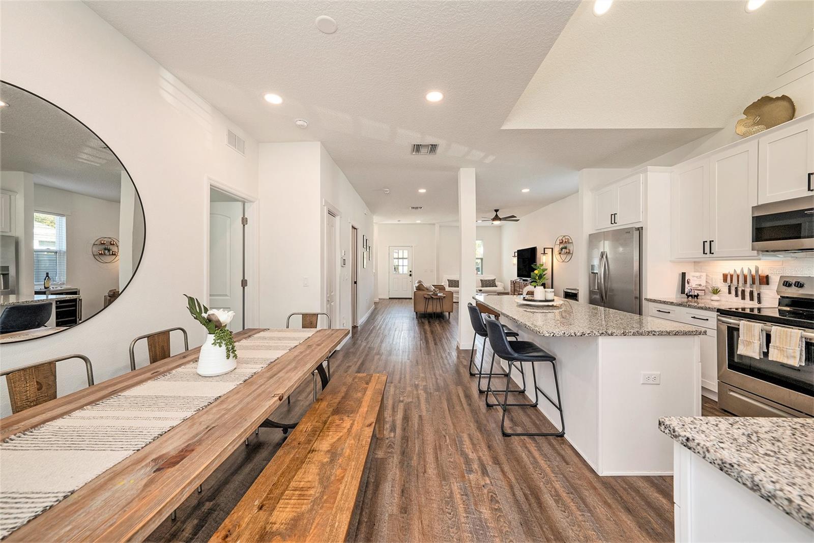 Open concept living-kitchen dining space