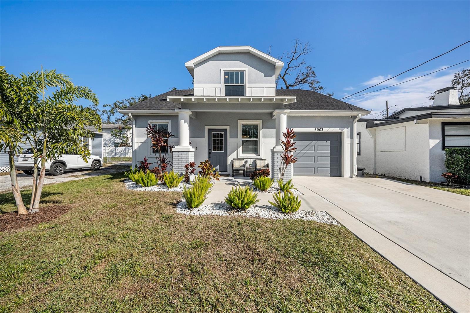 Expansive driveway fits 4 cars!