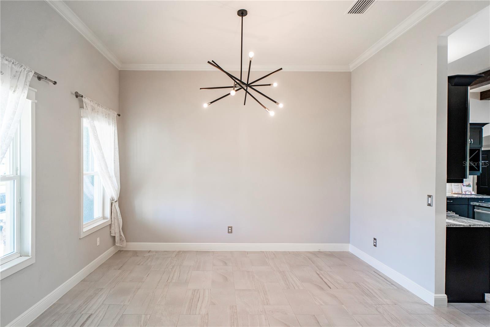 Formal dining room turned reading room vacant