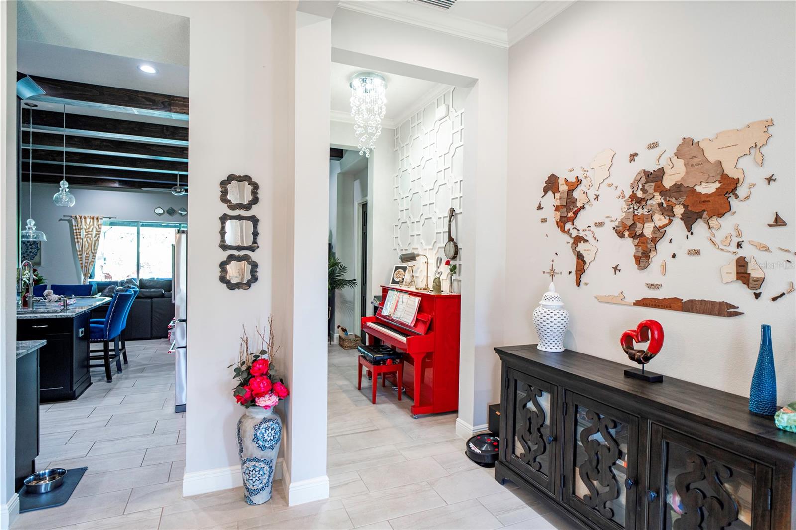 Den and hallway from formal diningroom