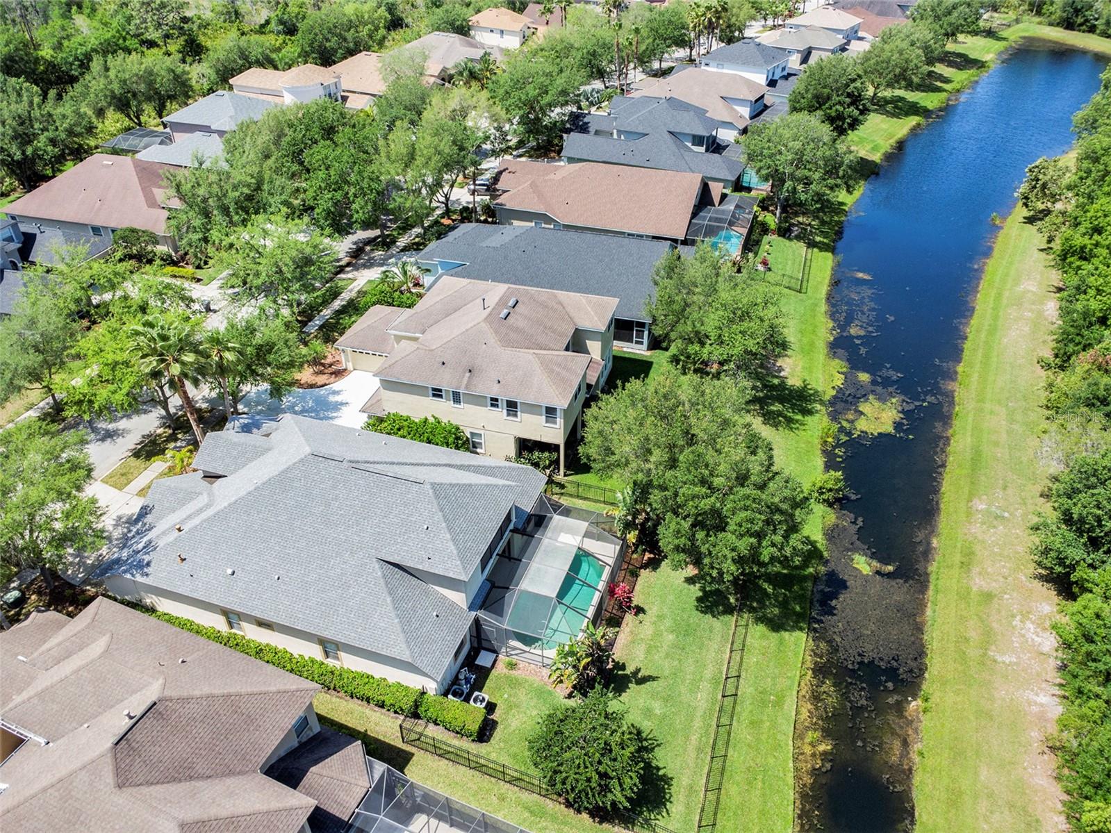 Aerial view with canal