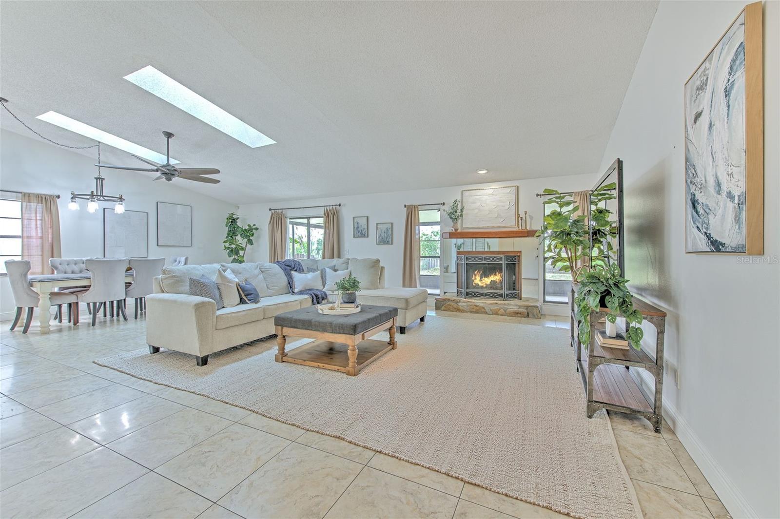 Wood burning fireplace in Family Room